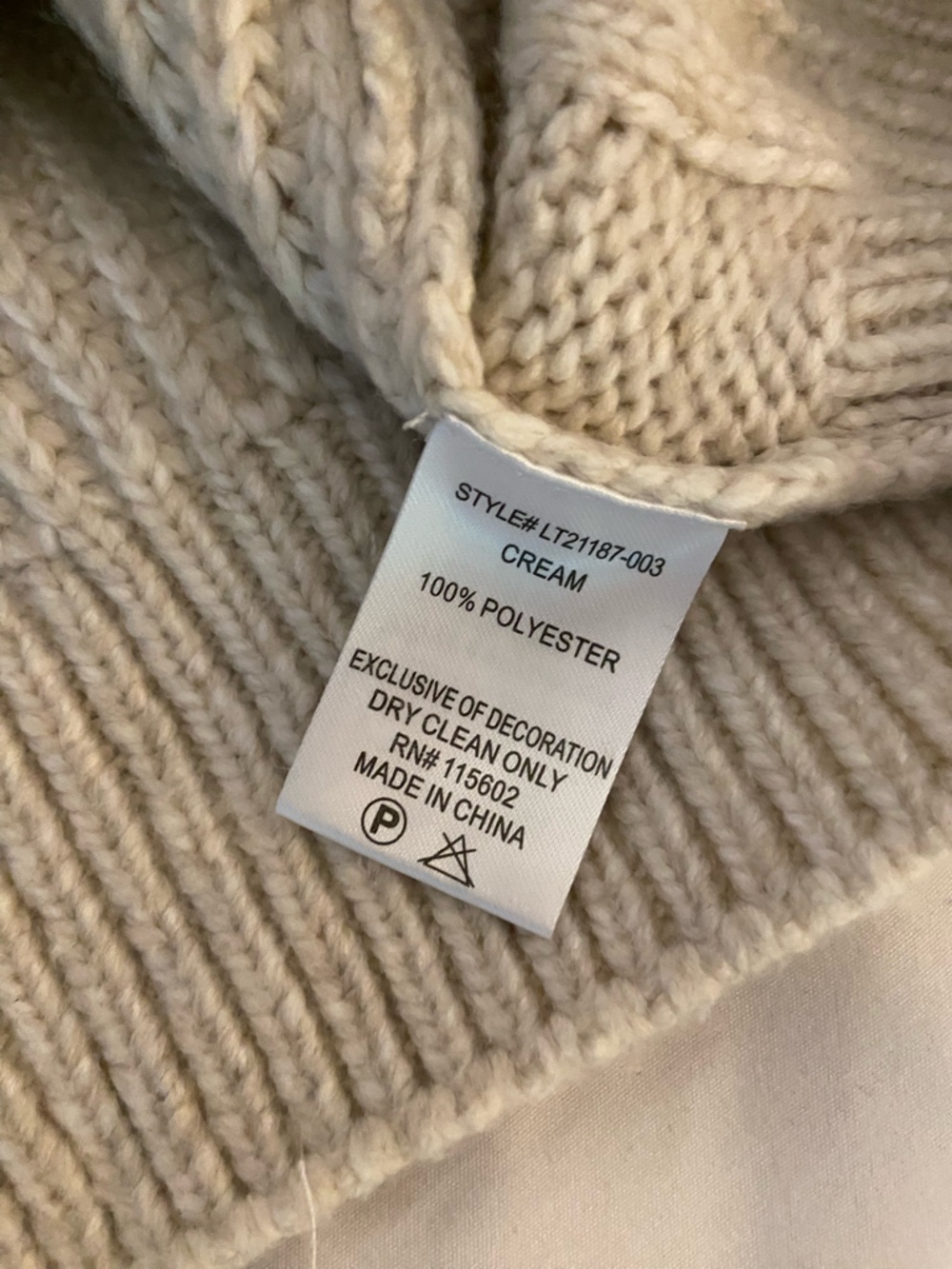 Cable Knit Crewneck Sweater - Cream - Picture 9 of 10